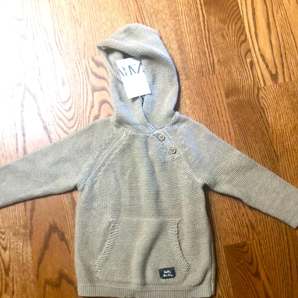 ZARA Hooded knit sweater with from pocket - NWT